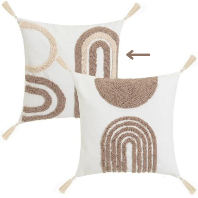 Arches coussin en polycoton motifs blanc et beige 45x45cm