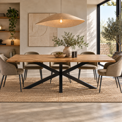 Accor table à manger en bois massif d'acacia irrégulière 220cm