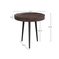 Mank table d'appoint ronde en bois de manguier foncé Ø40