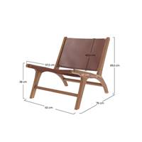 Essa fauteuil en teck et cuir lisse marron