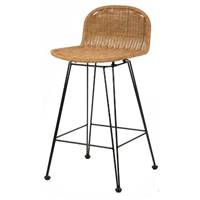 Zago chaise de bar en métal et résine tressé marron H63