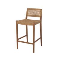 Nolan chaise îlot central d'extérieur en teck vernis et tressé H65cm