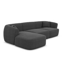 Gankeri canapé d'angle gauche en tissu texturé gris anthracite
