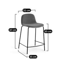 Ice tabouret de bar H65 velours gris elephant