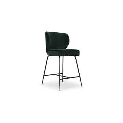 Valo tabouret de bar velours vert cèdre et métal noir