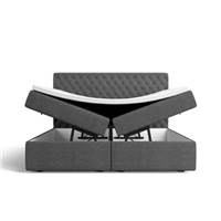 Asmirut lit boxspring 180x200 en tissu texturé capitonné gris anthracite