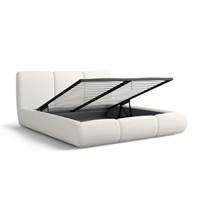 Ramnat lit boxspring 180x200 en tissu texturé blanc
