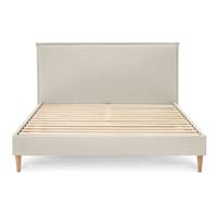 Arys lit 160x200 lattes massives et tissu beige