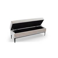 Borry banc coffre velours beige cachemire et métal noir
