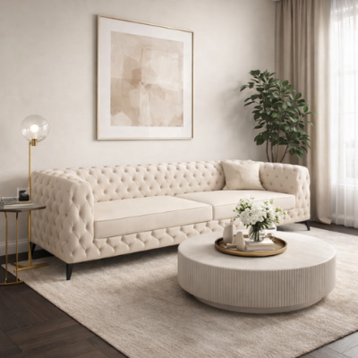 Bali canapé 3 places en cuir beige