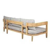 Borneo canapé d'extérieur en bois d'acacia tissu clair 3 places