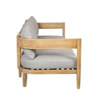 Borneo canapé d'extérieur en bois d'acacia tissu clair 3 places