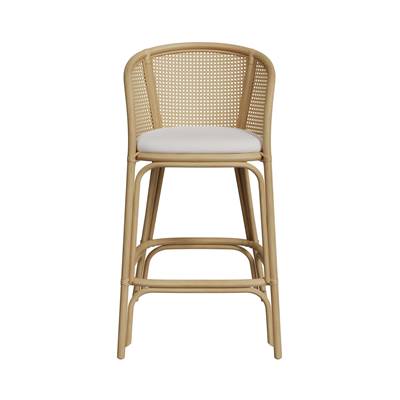 Raysa chaise ilot central en rotin et tissu crème H72