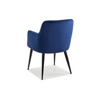 Dakota fauteuil en velours et en métal couleur bleu nuit