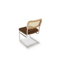 Lorenzo chaise en tissu caramel et métal chromé
