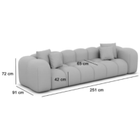 Cotton canapé 4 places en velours gris foncé