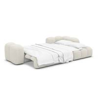 Cotton canapé d'angle droit convertible lit en tissu bouclé blanc