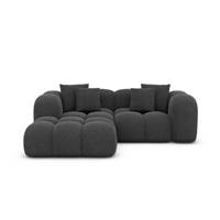 Cotton petit canapé d'angle gauche en tissu texturé gris anthracite