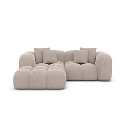 Cotton petit canapé d'angle gauche en tissu texturé beige