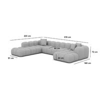 Cotton canapé panoramique d'angle droit en velours beige foncé