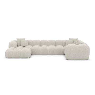 Cotton canapé panoramique angle gauche en tissu bouclé blanc
