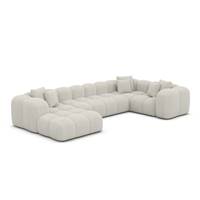 Cotton canapé panoramique angle gauche en tissu bouclé blanc