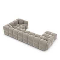 Scala canapé panoramique angle gauche en velours beige foncé