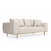 Orel canapé 3 places en tissu beige et pieds dorés
