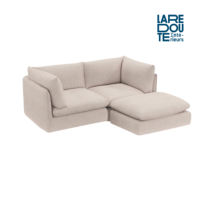 Friendly canapé modulable avec pouf en tissu texturé écru
