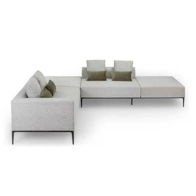 Carlo canapé d'angle panoramique beige cachemire et gris
