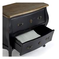 Manolo commode basse 2 tiroirs noir et pin massif effet vieilli