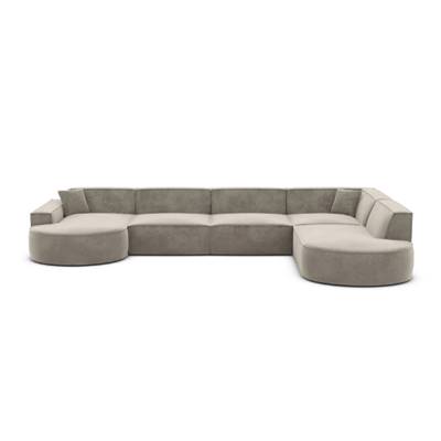 Onys canapé panoramique angle gauche en velours beige foncé