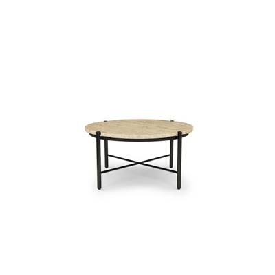 Adam table basse pierre de travertin et noir
