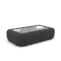 Ralia table basse rectangulaire en tissu texturé gris anthracite et verre