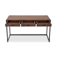 Akali console en bois foncé et pieds en métal noir