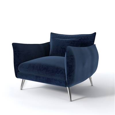 Edesia fauteuil en velours bleu foncé