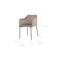 Amadeus fauteuil en velours beige foncé et pieds métal noir