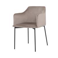 Amadeus fauteuil en velours beige fonc et pieds mtal noir