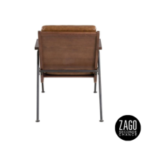 Emile fauteuil style vintage imitation cuir marron et métal