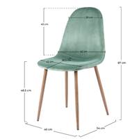 Roka chaise style scandinave en velours vert d'eau