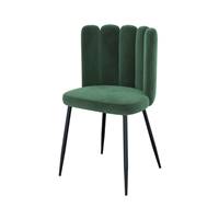 Lisboa chaise en velours vert et pieds en métal noir