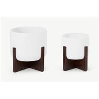 Barwin lot de 2 cache-pots fibre de ciment et acacia