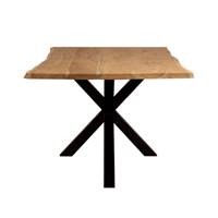Live table à manger en bois d'acacia bords irréguliers pieds métal 200cm
