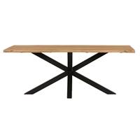 Live table à manger en bois d'acacia bords irréguliers pieds métal 200cm