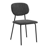 Kota lot de 4 chaises de repas en tissu gris foncé pieds métal noir