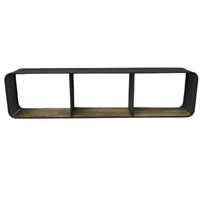 Little étagère murale métal perforé noir et bois de manguier