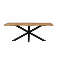 Livea table à manger extensible 220-280cm acacia bords irréguliers pieds croisés