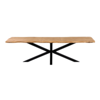 Livea table à manger extensible 220-280cm acacia bords irréguliers pieds croisés