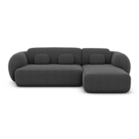 Bulane canapé d'angle droit en tissu texturé gris anthracite