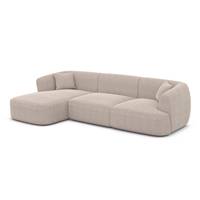 Gankeri canapé d'angle gauche en tissu texturé beige